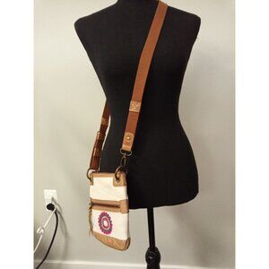 The Sak Women's Boho Leather Tan/Cream Crossbody BagBag/Purse